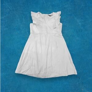 French Connection White Flutter Sleeve Mini Dress Size 12